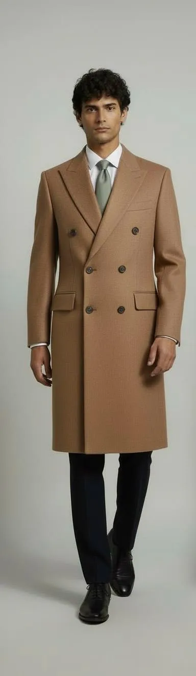Cappotto color cammello doppiopetto