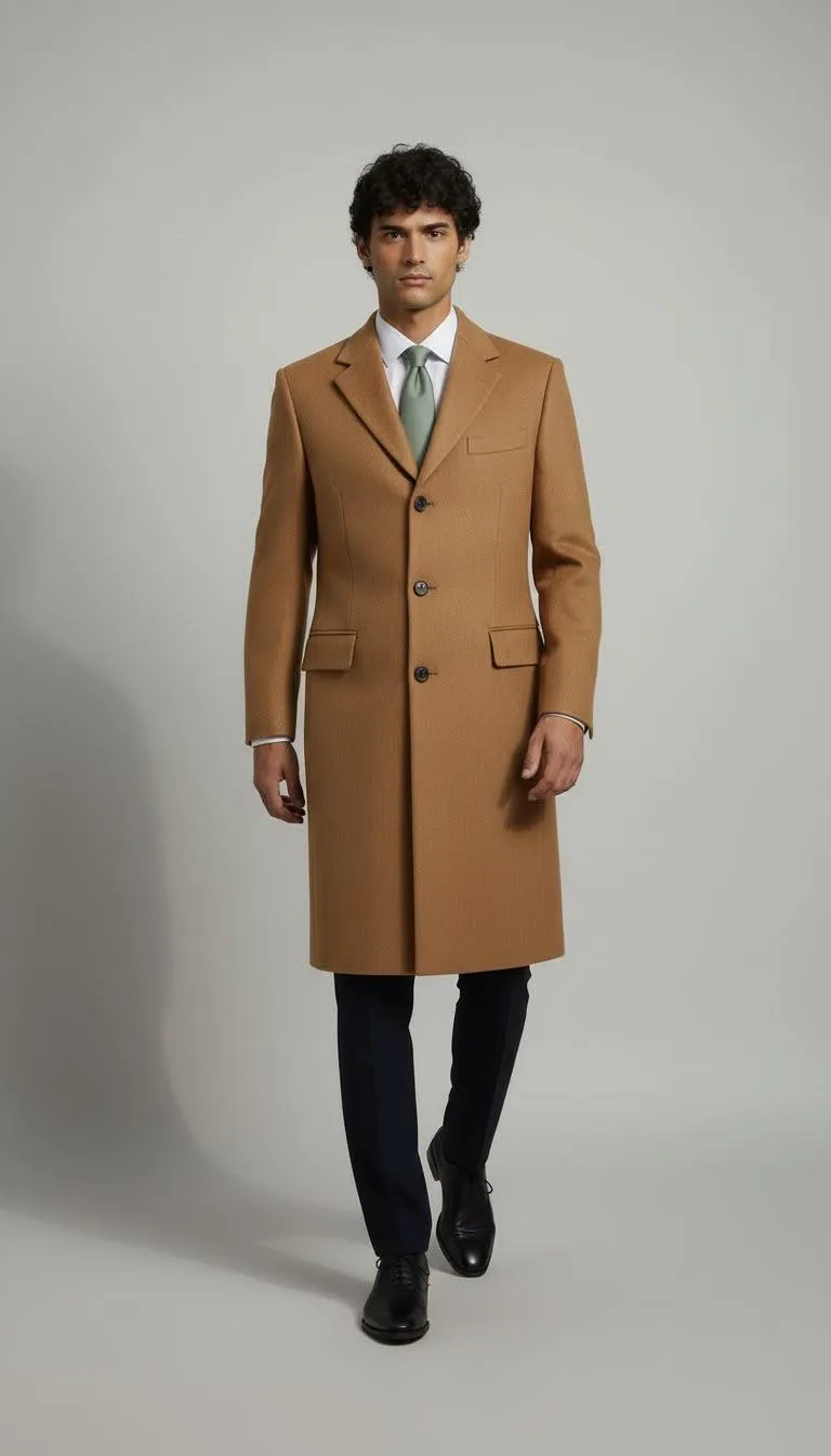 Cappotto color cammello monopetto