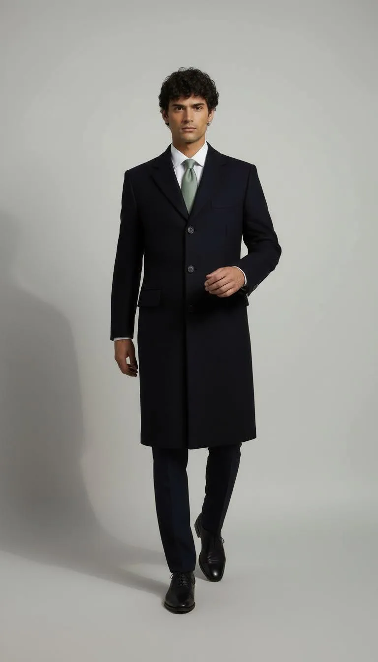 Cappotto scuro lungo monopetto